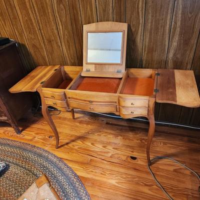 Vintage Exotic Wood Vanity & Chair  36x19x29 (57
