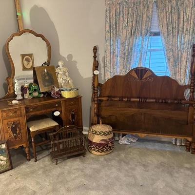 Lot 9: Vintage Vanity, Bed & More