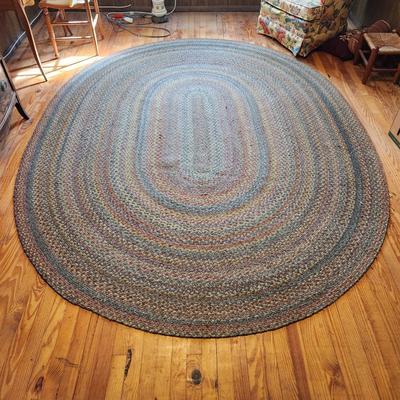 Large Vintage Oval Braided Rug 10' x 7.5'