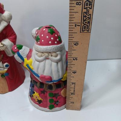 Two ceramic Santa's - candle holder and figure