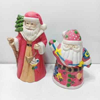Two ceramic Santa's - candle holder and figure