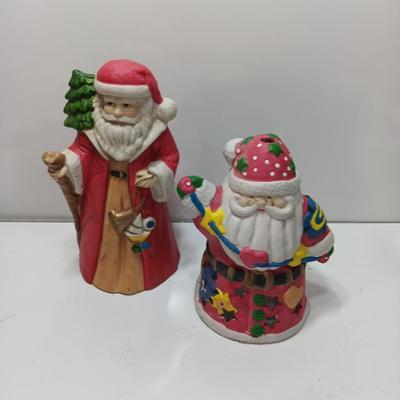 Two ceramic Santa's - candle holder and figure