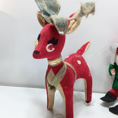 Fun Nationals Japan deer with vintage Santa Elf felt figure
