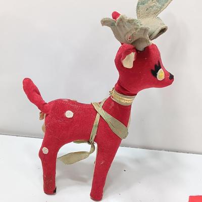 Fun Nationals Japan deer with vintage Santa Elf felt figure
