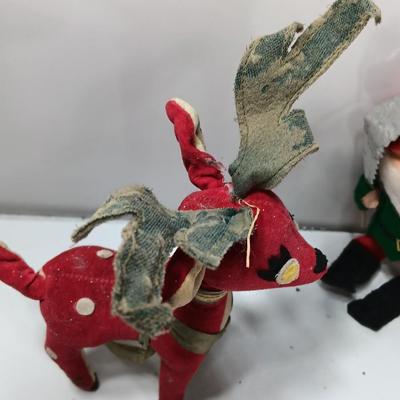 Fun Nationals Japan deer with vintage Santa Elf felt figure