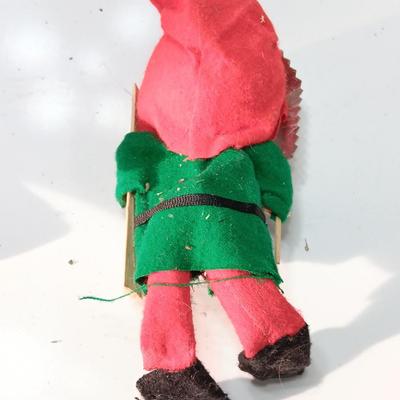 Fun Nationals Japan deer with vintage Santa Elf felt figure