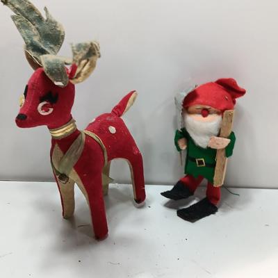 Fun Nationals Japan deer with vintage Santa Elf felt figure