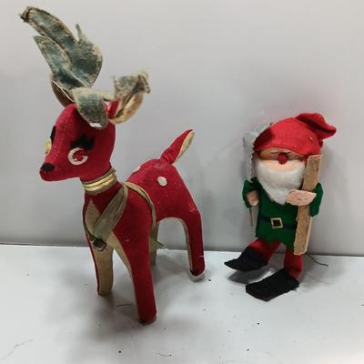 Fun Nationals Japan deer with vintage Santa Elf felt figure