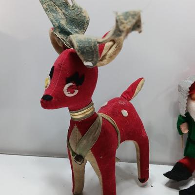 Fun Nationals Japan deer with vintage Santa Elf felt figure