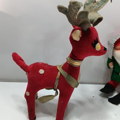 Fun Nationals Japan deer with vintage Santa Elf felt figure