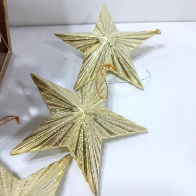 Tin Star themed candle lantern with glittery vintage plastic star ornaments