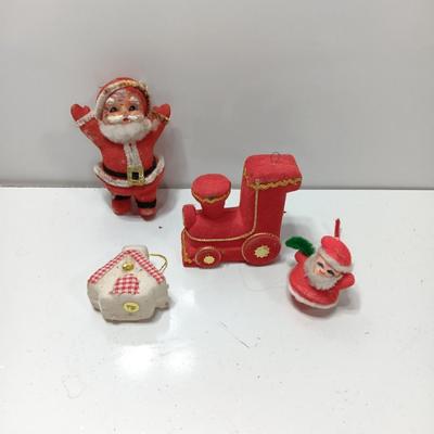 Four vintage felt Christmas ornaments