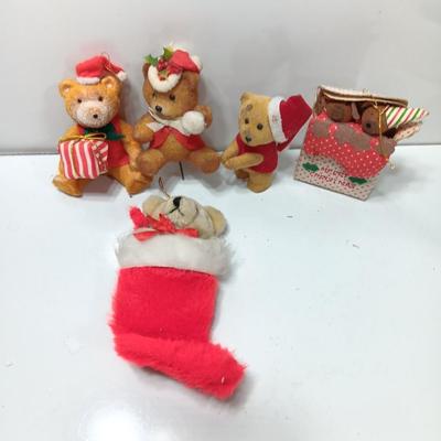 Vintage felt Christmas Teddy Bear ornaments and Decor