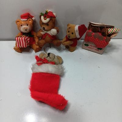 Vintage felt Christmas Teddy Bear ornaments and Decor