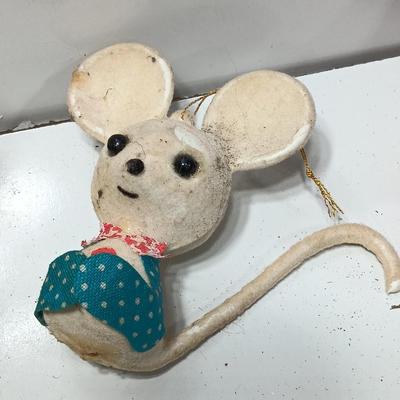 Three vintage felt ornaments - Snowman. - Mouse, and Santa