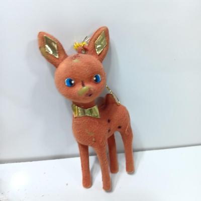 Two vintage Flocked deer - Buck and doe