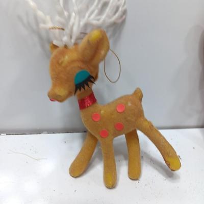 Two vintage Flocked deer - Buck and doe