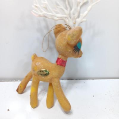 Two vintage Flocked deer - Buck and doe