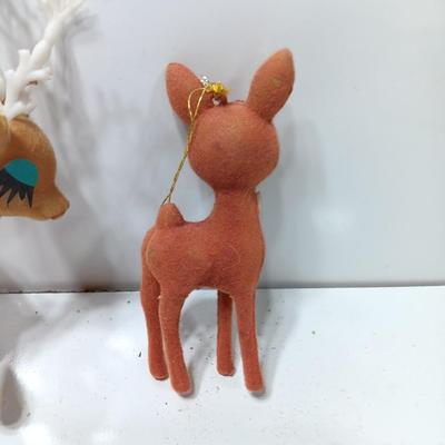 Two vintage Flocked deer - Buck and doe