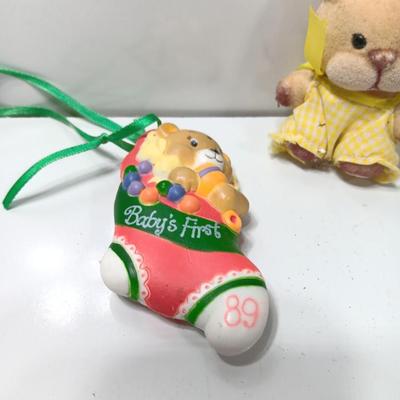 Baby's First Christmas 1989 Ornament with Flocked mouse