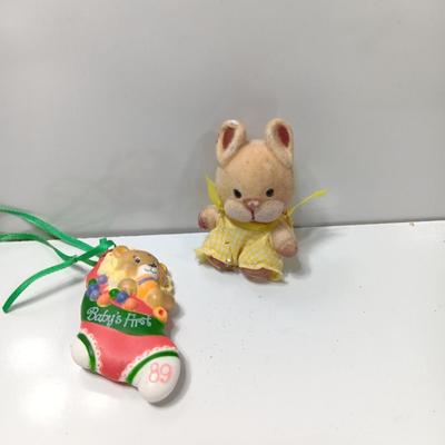 Baby's First Christmas 1989 Ornament with Flocked mouse