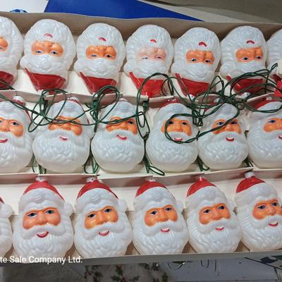 Deluxe Santa Lites 20 count vintage Santa face Indoor Outdoor light set