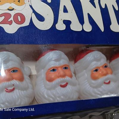 Deluxe Santa Lites 20 count vintage Santa face Indoor Outdoor light set NIB