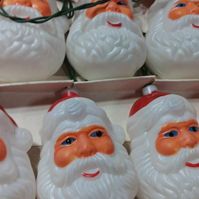 Deluxe Santa Lites 20 count vintage Santa face Indoor Outdoor light set NIB