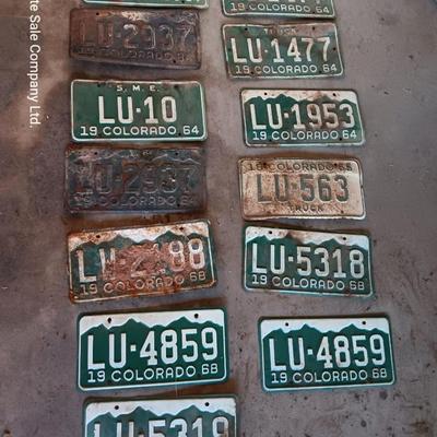 Colorado License plates 1964 & 1968 all LU plates