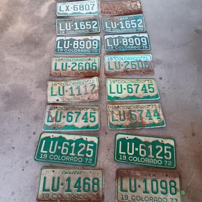 Colorado License plates all LU&LX - 1969 - 1970 - 1971 - and 1972