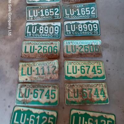 Colorado License plates all LU&LX - 1969 - 1970 - 1971 - and 1972