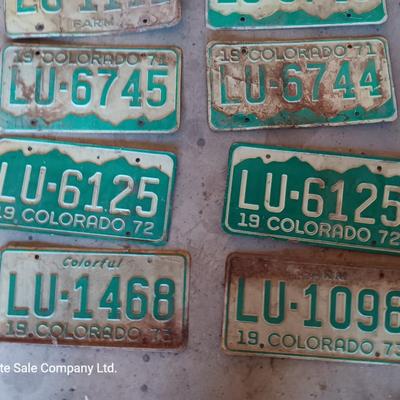 Colorado License plates all LU&LX - 1969 - 1970 - 1971 - and 1972