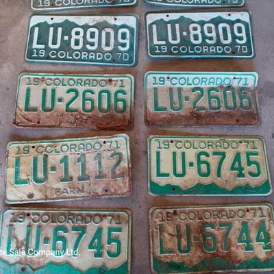 Colorado License plates all LU&LX - 1969 - 1970 - 1971 - and 1972