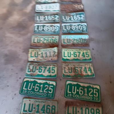 Colorado License plates all LU&LX - 1969 - 1970 - 1971 - and 1972