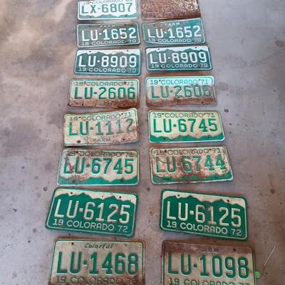 Colorado License plates all LU&LX - 1969 - 1970 - 1971 - and 1972
