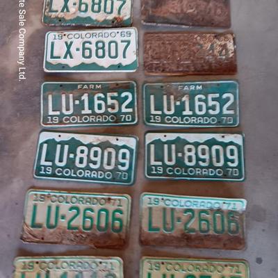 Colorado License plates all LU&LX - 1969 - 1970 - 1971 - and 1972