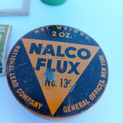 Small vintage advertising pieces - matchbooks -- tins - and more