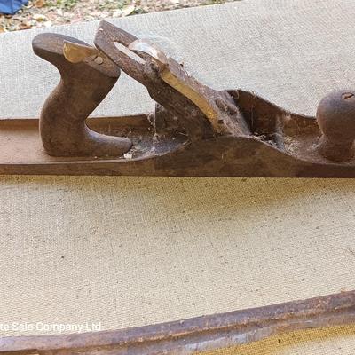 Vintage block plane with two wood handled Antique draw knives - Draw Knife