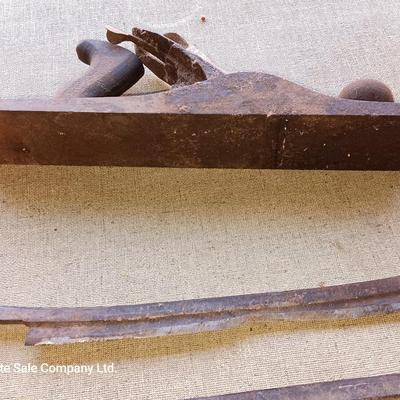 Vintage block plane with two wood handled Antique draw knives - Draw Knife