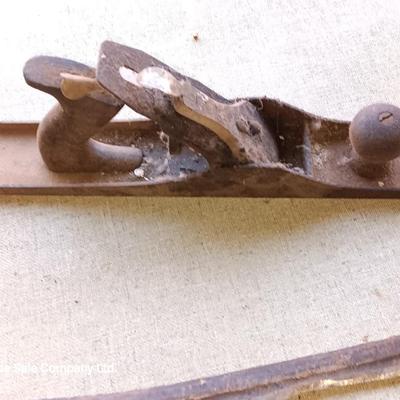 Vintage block plane with two wood handled Antique draw knives - Draw Knife