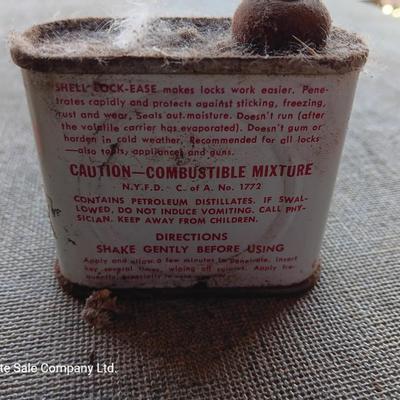 Four vintage metal tins - Gas measure - Neats foot oil tins and Lock ease oil tin