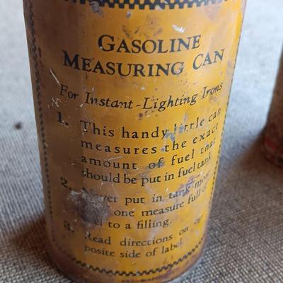 Four vintage metal tins - Gas measure - Neats foot oil tins and Lock ease oil tin