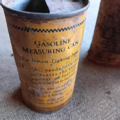 Four vintage metal tins - Gas measure - Neats foot oil tins and Lock ease oil tin