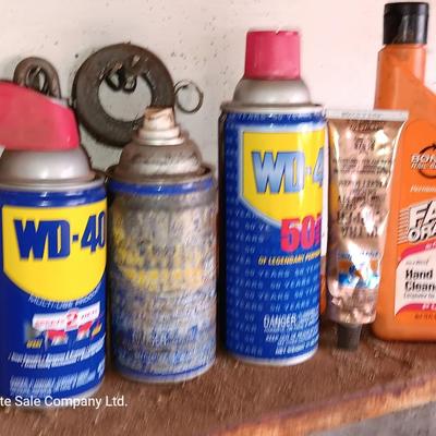 Garage chemicals Partial to full bottles with Automotive hardware