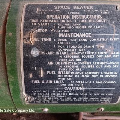 Knipco kerosene or No. 1 fuel oil only  Space heater