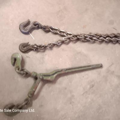 Vintage Chain Hook Load Binder Tie with 10' chain hooks on both ends