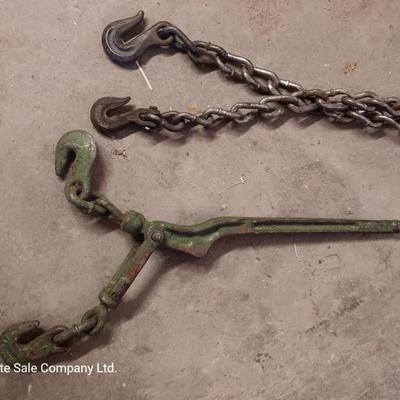 Vintage Chain Hook Load Binder Tie with 10' chain hooks on both ends