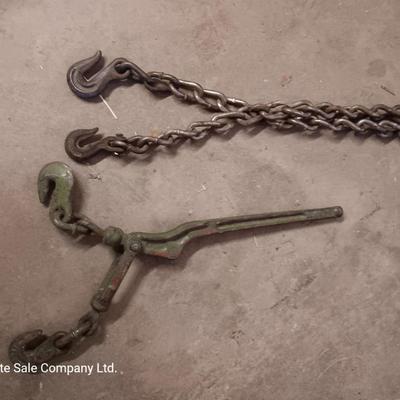 Vintage Chain Hook Load Binder Tie with 10' chain hooks on both ends