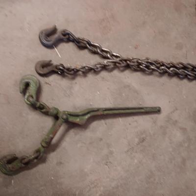 Vintage Chain Hook Load Binder Tie with 10' chain hooks on both ends