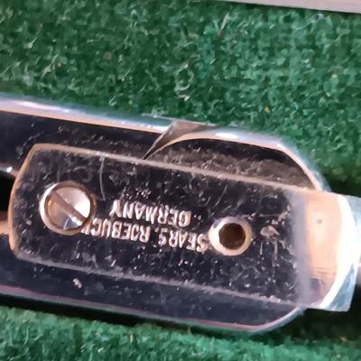 Vintage Sears Made in Germany drafting kit in black vinyl pouch. Drawing Compass set Geometry